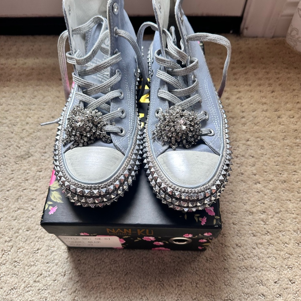 Women's Silver Studded Sneakers